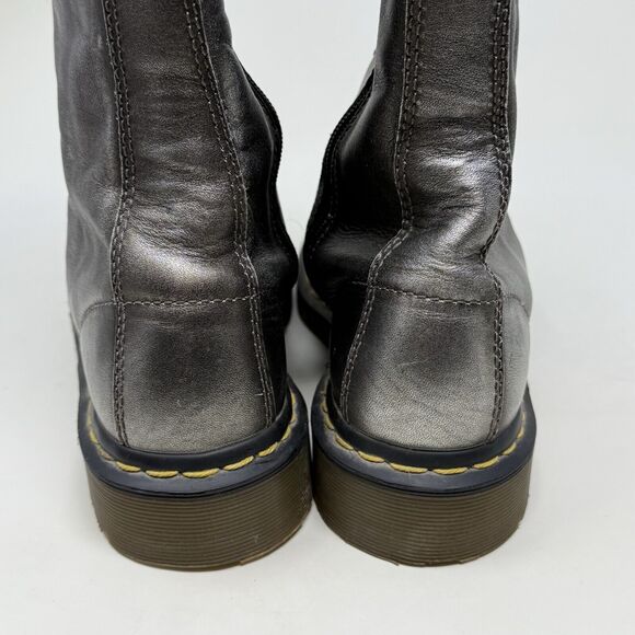 Dr Doc Martens 10183 Combat Boots Womens 7 Silver 14 Eyelet Zip Lace Up Goth - Picture 12 of 15